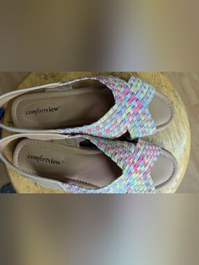 comfortview Pastel Woven Slingback Flats in Pink, Blue, Yellow